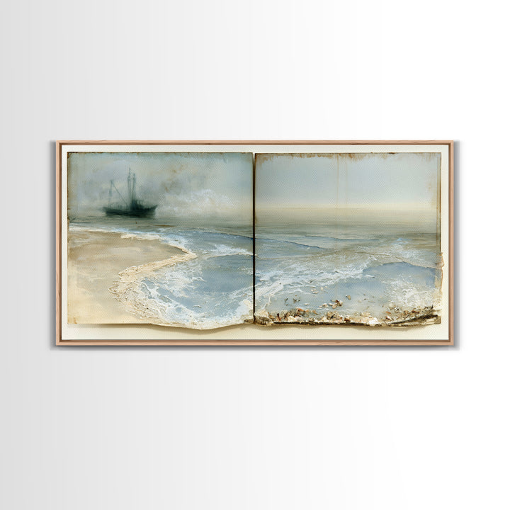 Fishing Boat Silhouette Canvas Print, Seascape Art, Wall Art, Coastal Decor, Fine Art, Seascape, Abstract Art, Bedroom Decor, SEA-2x1-82