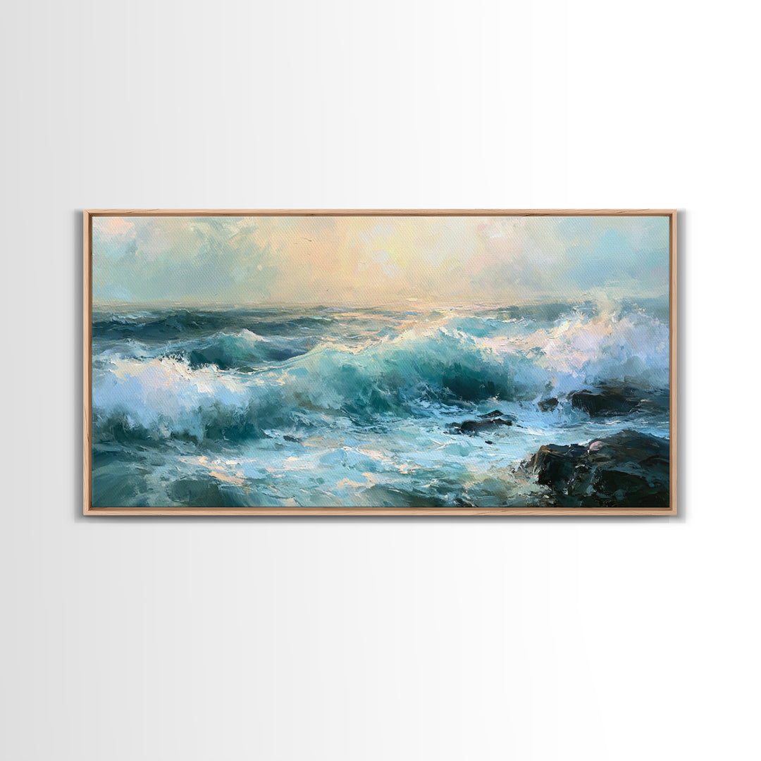 Storm Waves Crashing Canvas Print, Seascape Art, Canvas Wall Art, Coastal Decor, Fine Art, Seascape, Bedroom Wall Art, SEA-2x1-93