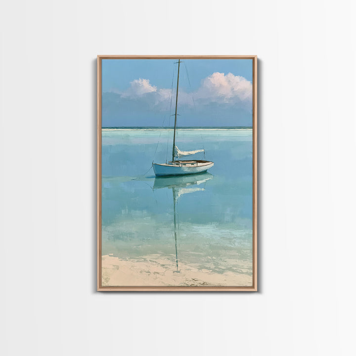 Quiet Sailboat on Glassy Water Canvas Print, Seascape Art, Canvas Print, Coastal Decor, Fine Art, Seascape, Fine Art Print, SEA-2x3-16