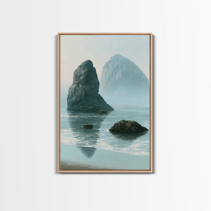 Sea Stack Rocks Framed Canvas Print, Seascape Art, Watercolor Art, Coastal Decor, Fine Art, Seascape, Textured Painting, SEA-2x3-3