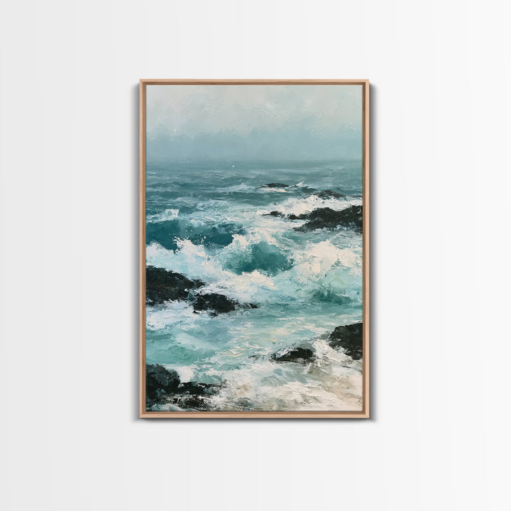 Storm Waves Crashing Canvas Print, Seascape Art, Bedroom Decor, Coastal Decor, Oil Painting, Seascape, Coastal Wall Art, SEA-2x3-57