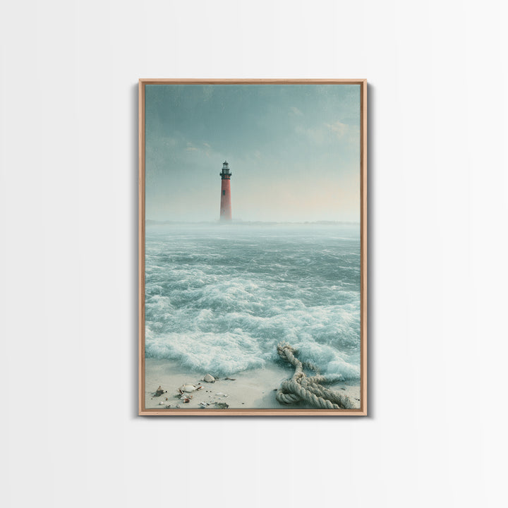 Dramatic Lighthouse in Distant Spray Canvas Print, Seascape Art, Original Painting, Coastal Decor, Abstract Art, Seascape, SEA-2x3-62