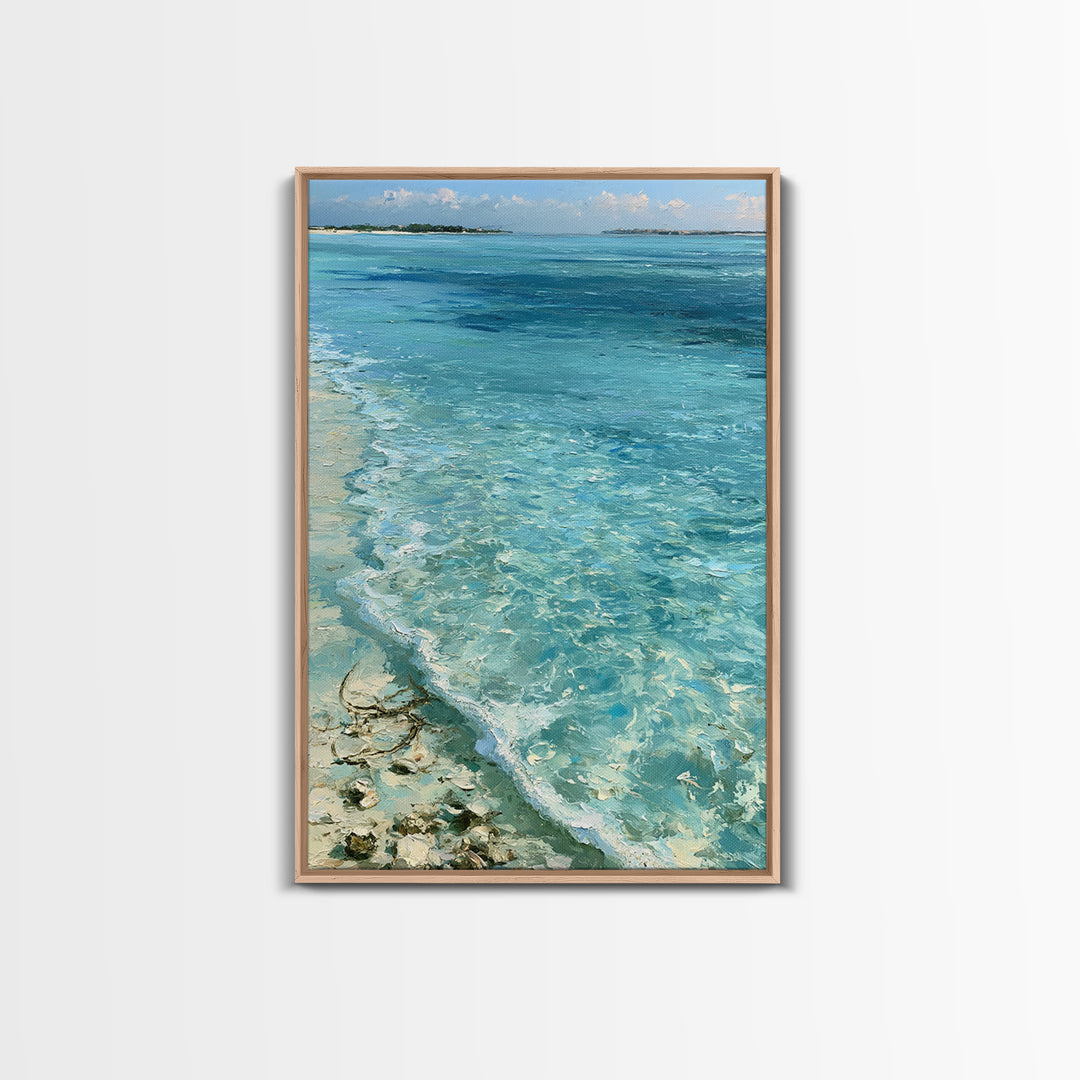 Tropical Lagoon with Transparent Shallows Canvas Print, Seascape Art, Home Decor, Coastal Decor, Oil Painting, Seascape, SEA-2x3-66
