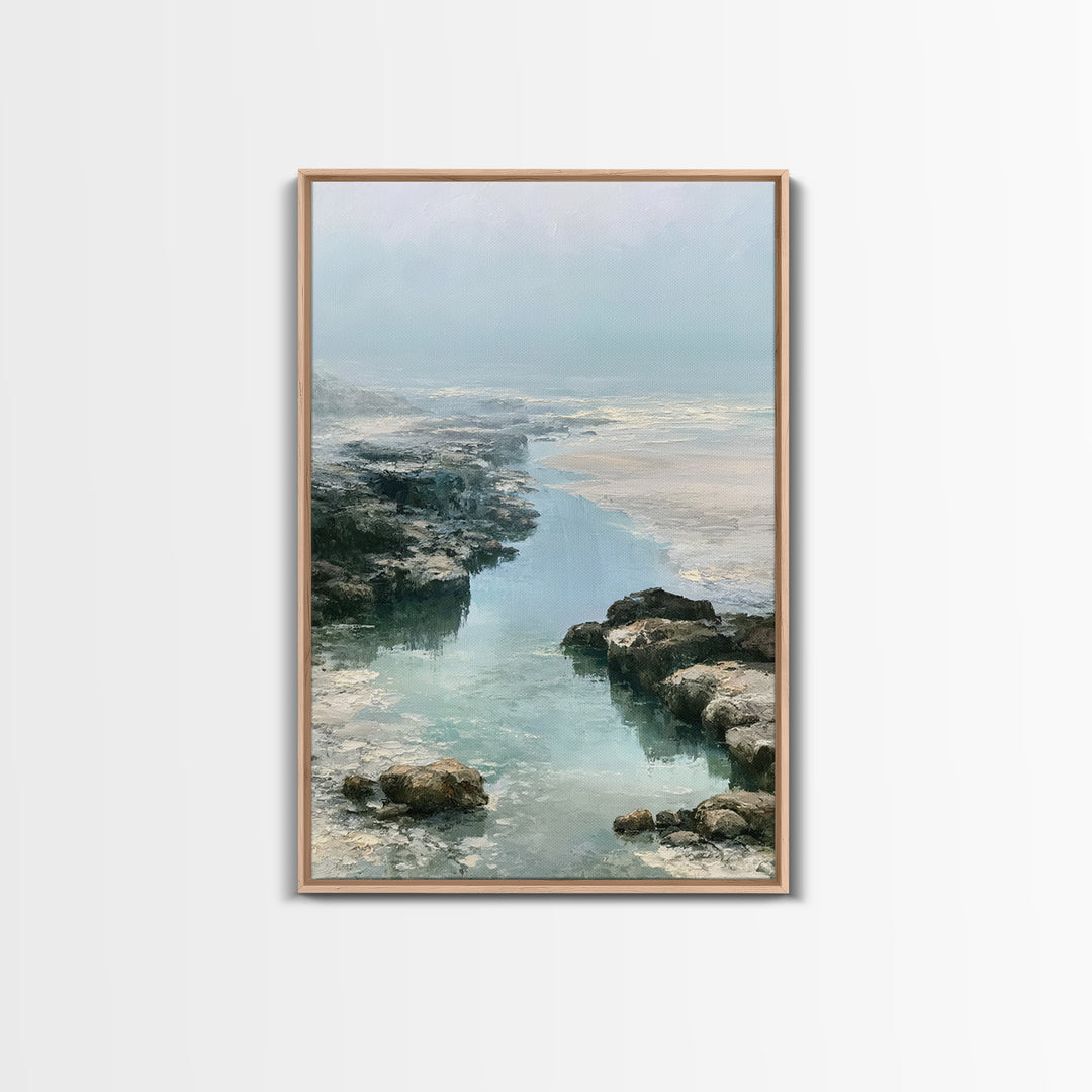 Rocky Tidepool with Reflections Canvas Print, Seascape Art, Printable Art, Coastal Decor, Fine Art, Seascape, Beach Decor, SEA-2x3-91