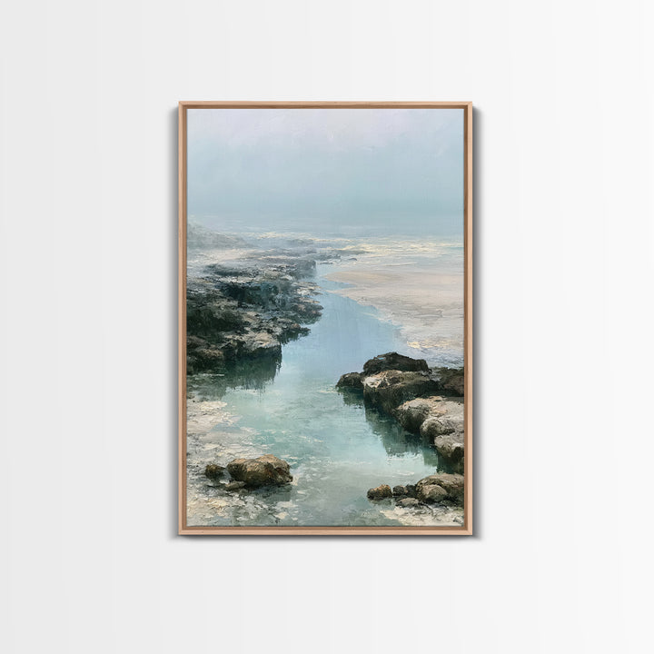 Rocky Tidepool with Reflections Canvas Print, Seascape Art, Printable Art, Coastal Decor, Fine Art, Seascape, Beach Decor, SEA-2x3-91