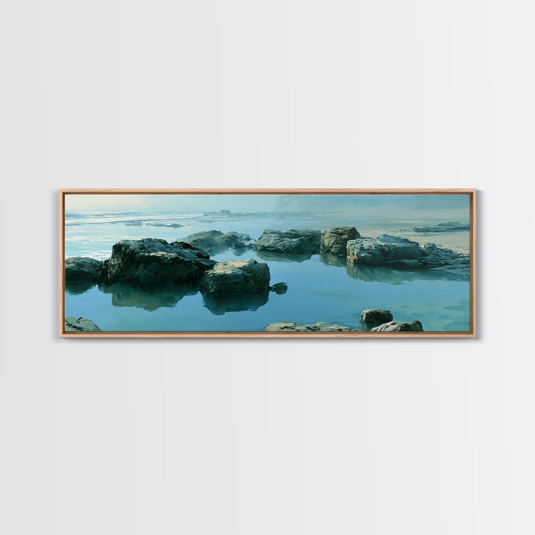Rocky Tidepool with Reflections Canvas Print, Seascape Art, Gallery Decor, Coastal Decor, Fine Art, Seascape, Contemporary Art, SEA-3x1-3