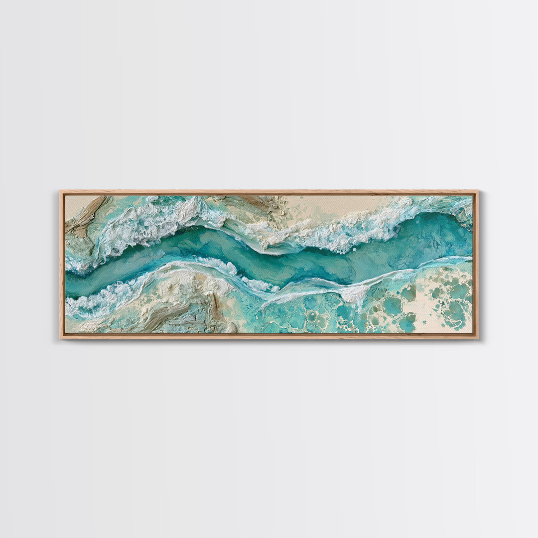 Aerial Reef Water Canvas Print, Seascape Art, Gallery Decor, Coastal Decor, Fine Art, Seascape, Contemporary Art, Wall Art, SEA-3x1-40