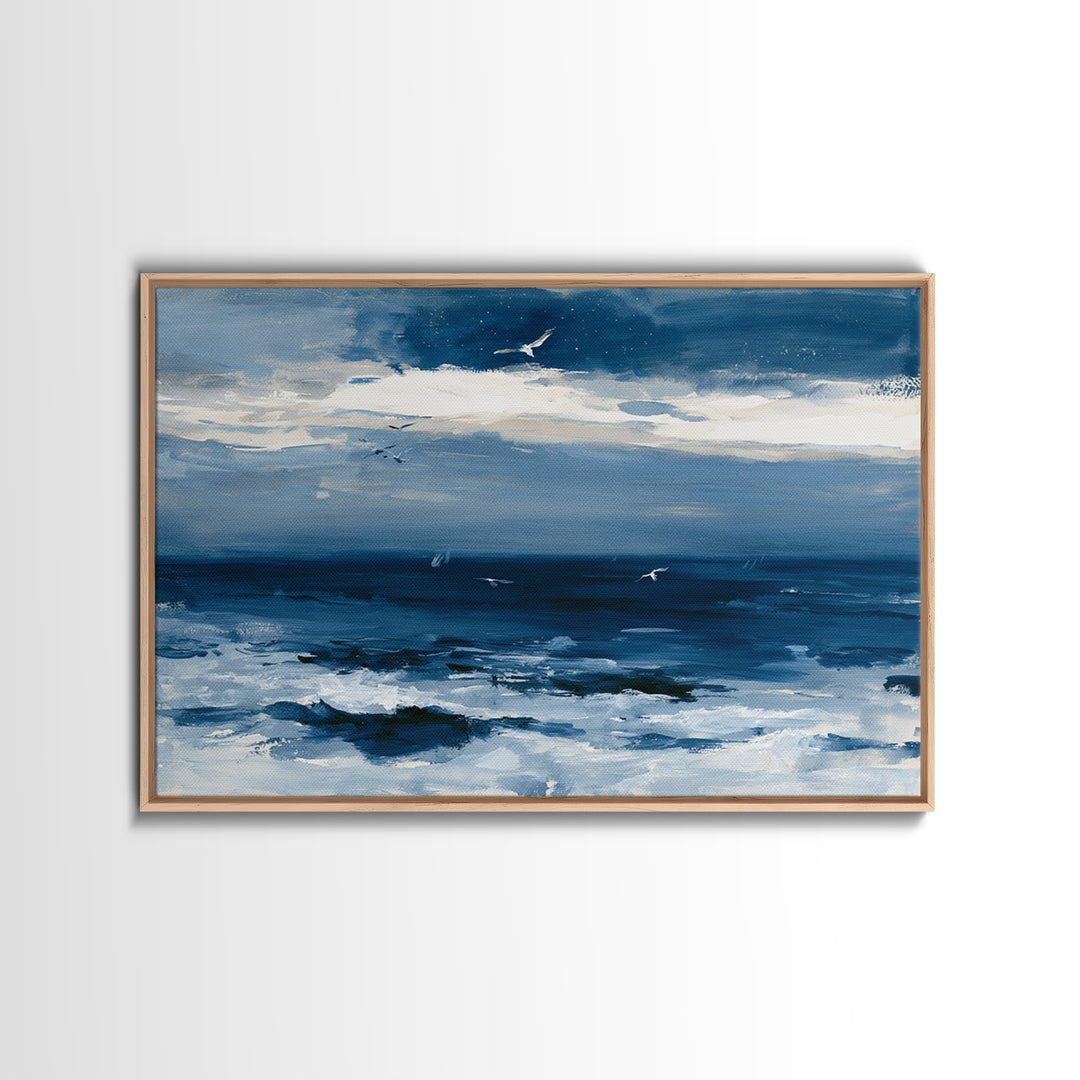 Deep Indigo Night Sea Canvas Print, Seascape Art, Abstract Art, Coastal Decor, Seascape, Nautical Decor, Coastal Wall Art, SEA-3x2-1