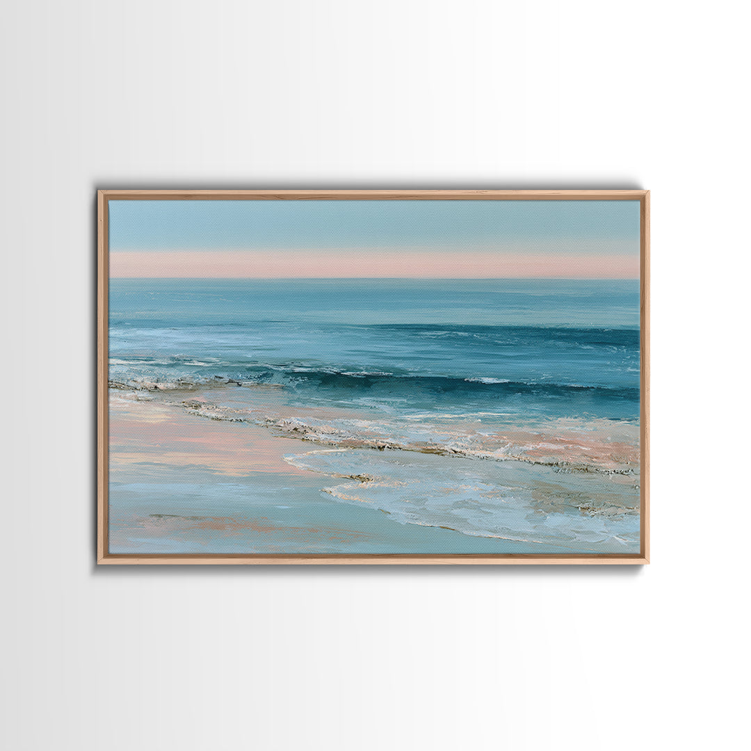 Calm Blue Horizon Framed Canvas Print, Seascape Art, Original Art, Coastal Decor, Fine Art, Seascape, Living Room Wall Art, SEA-3x2-6