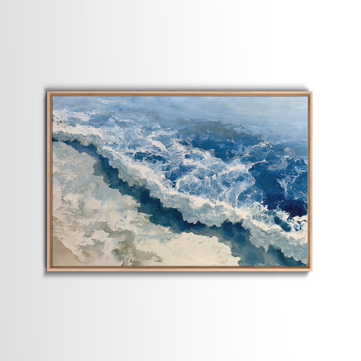 Ocean Foam Patterns from Above Framed Canvas Print, Seascape Art, Gallery Decor, Coastal Decor, Fine Art, Seascape, SEA-3x2-64