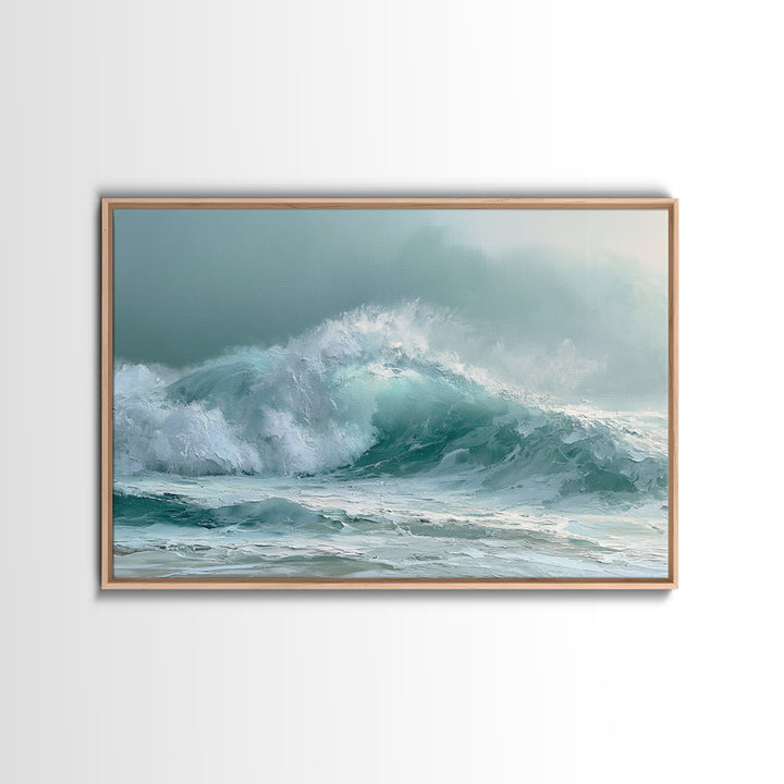 Wild Atlantic Wave Framed Canvas Print, Seascape Art, Living Room Wall Art, Coastal Decor, Seascape, Statement Artwork, SEA-3x2-69