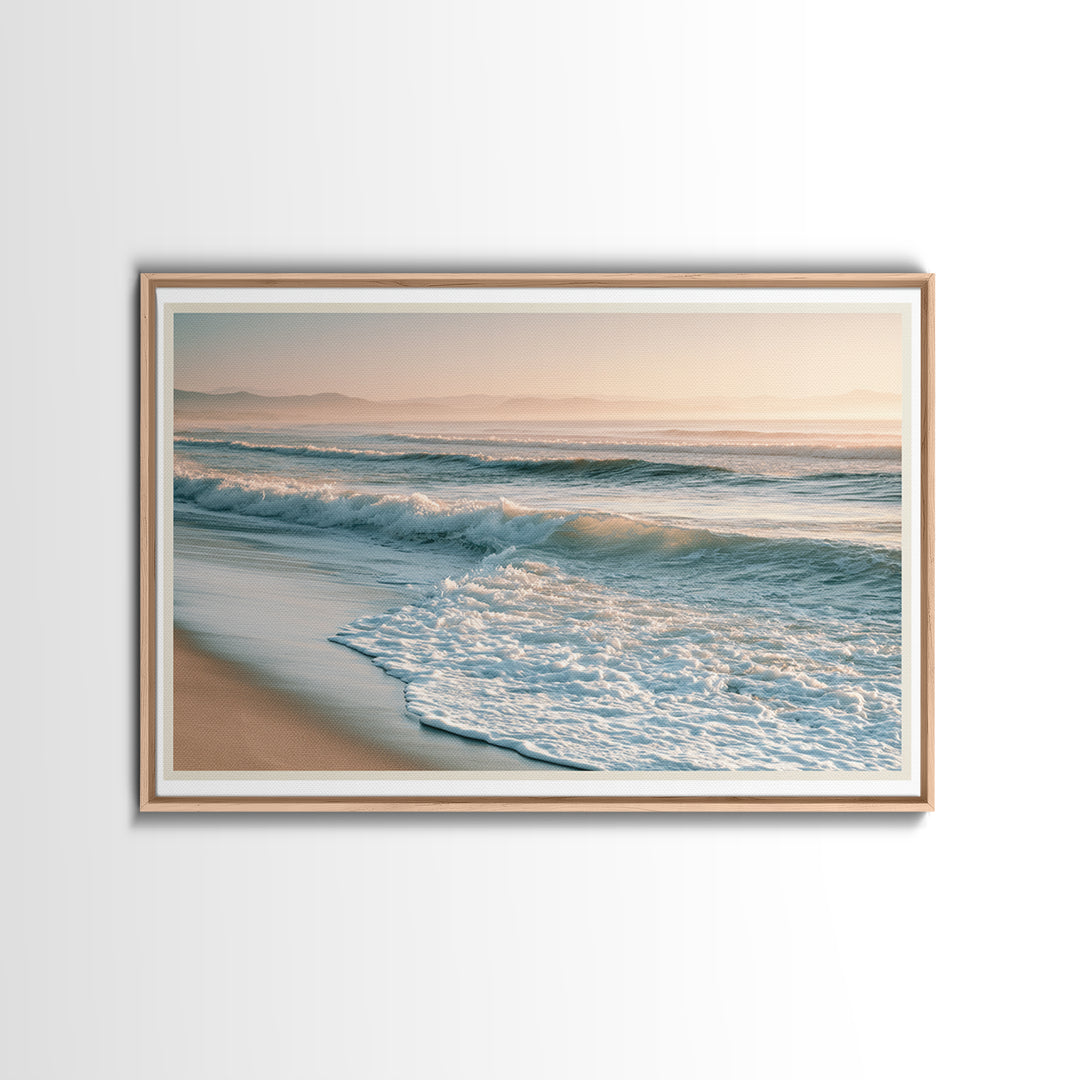 Mediterranean Harbor at Dawn Framed Canvas Print, Seascape Art, Digital Print, Coastal Decor, Oil Painting, Seascape, SEA-3x2-74