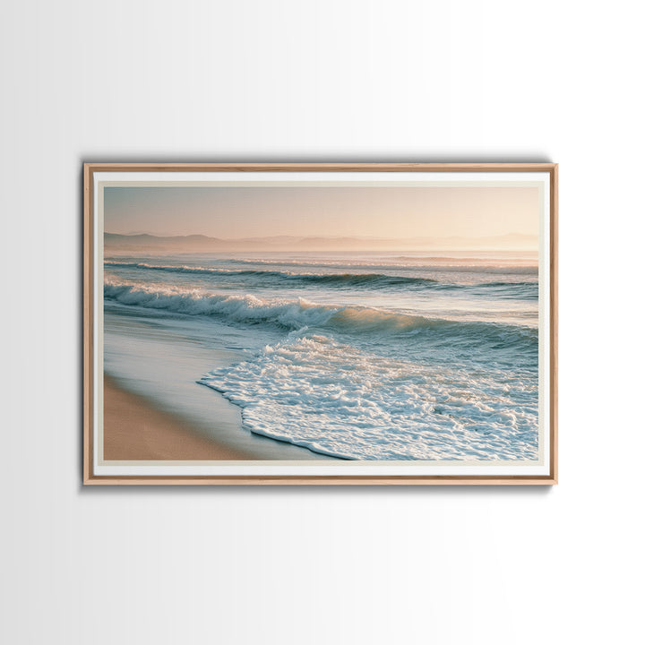 Mediterranean Harbor at Dawn Framed Canvas Print, Seascape Art, Digital Print, Coastal Decor, Oil Painting, Seascape, SEA-3x2-74