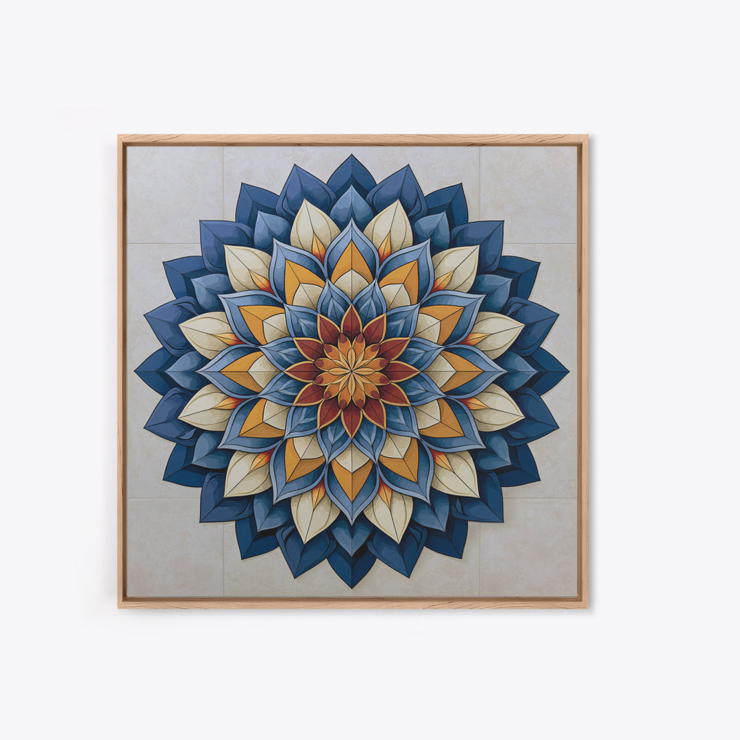 Mandala Lotus with Precise Radial Symmetry Canvas Print, Sacred Geometry Art, Sacred Geometry, Living Room Decor, Geometry, SGA-1x1-26