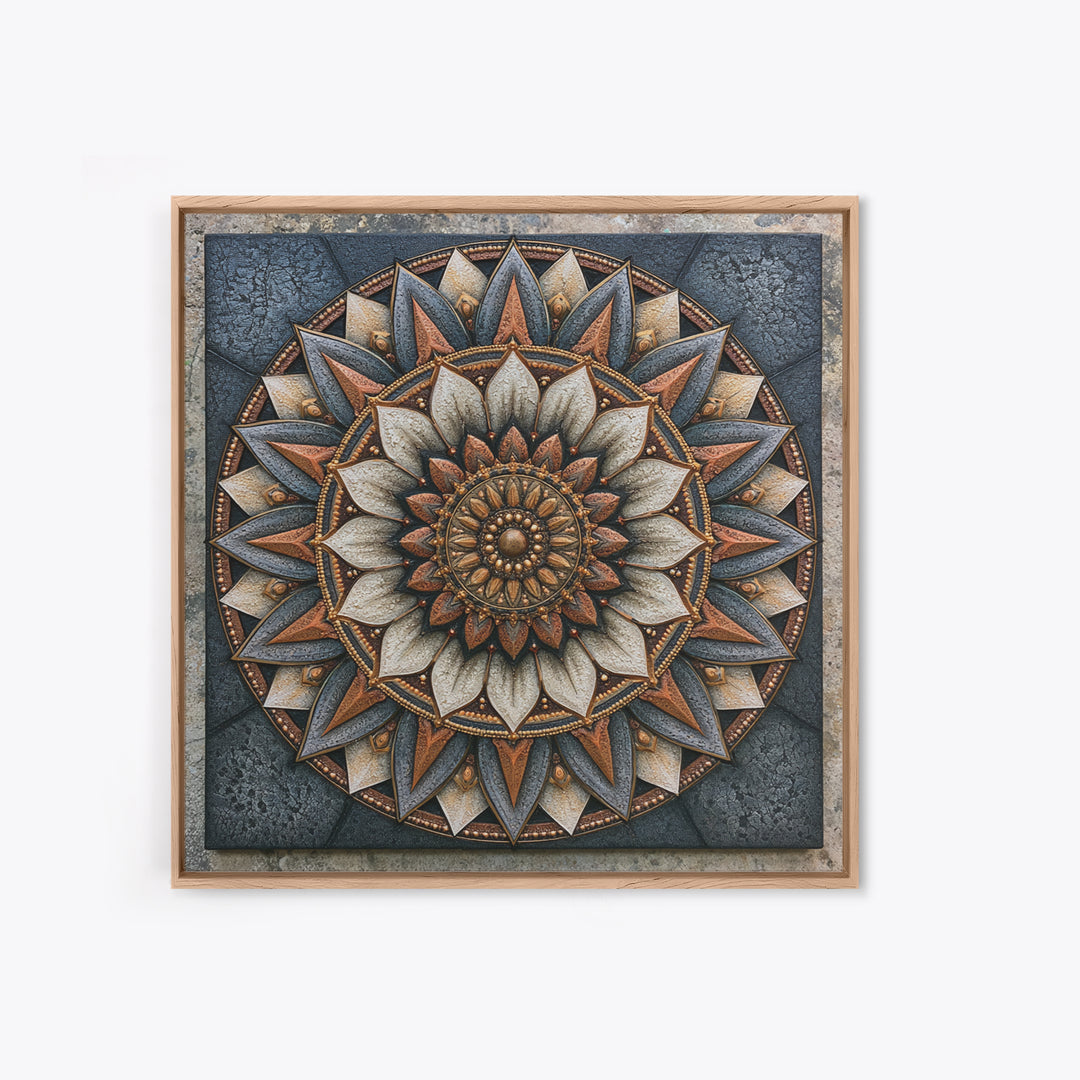 Mandala Lotus with Precise Radial Symmetry Canvas Print, Sacred Geometry Art, Sacred Geometry, Living Room Decor, Geometry, SGA-1x1-50
