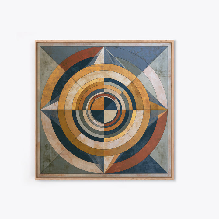 Concentric Circles and Triangles Framed Canvas Print, Sacred Geometry Art, Fine Art Print, Living Room Decor, Abstract Art, SGA-1x1-57