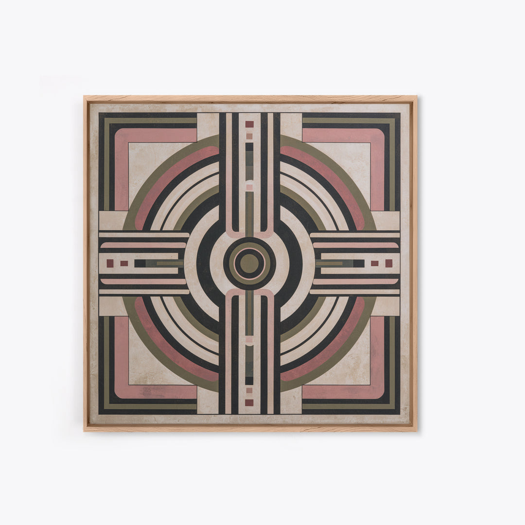 Abstract Temple Plan Made from Sacred Lines Framed Canvas Print, Sacred Geometry Art, Decorations, Living Room Decor, Geometry, SGA-1x1-61