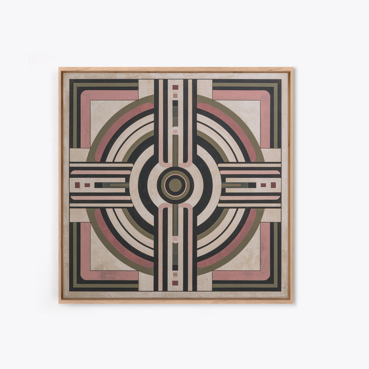 Abstract Temple Plan Made from Sacred Lines Framed Canvas Print, Sacred Geometry Art, Decorations, Living Room Decor, Geometry, SGA-1x1-61