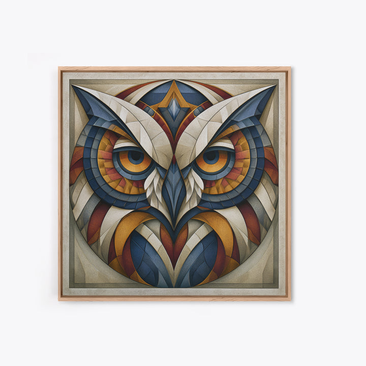 Sacred Owl Formed from Symmetrical Linework Canvas Print, Sacred Geometry Art, Rustic Home Decor, Living Room Decor, Geometry, SGA-1x1-66