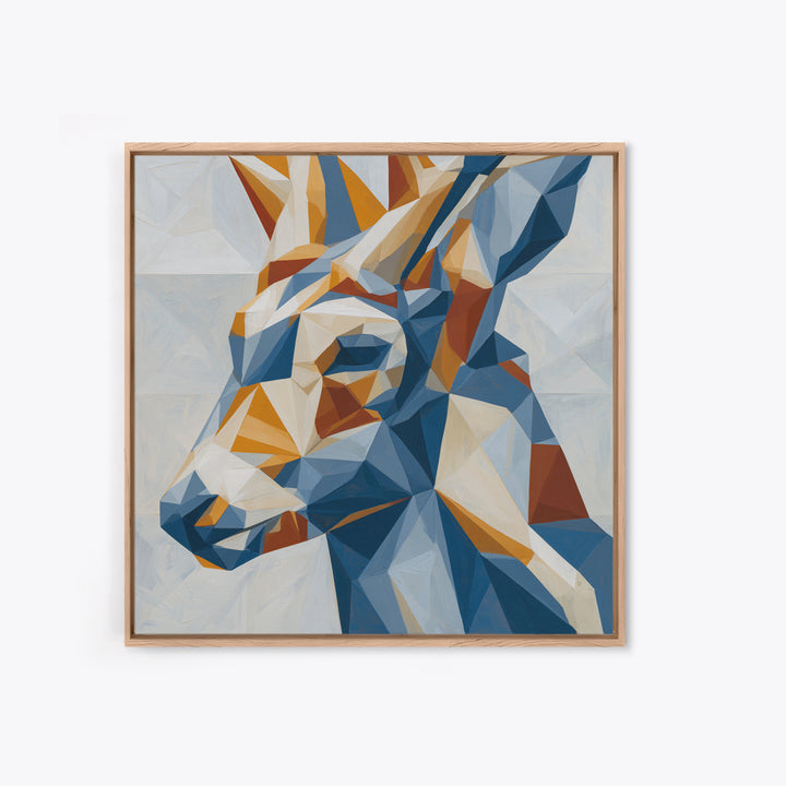 Sacred Deer Formed from Geometric Facets Framed Canvas Print, Sacred Geometry Art, Living Room Decor, Fine Art, Geometry, SGA-1x1-7