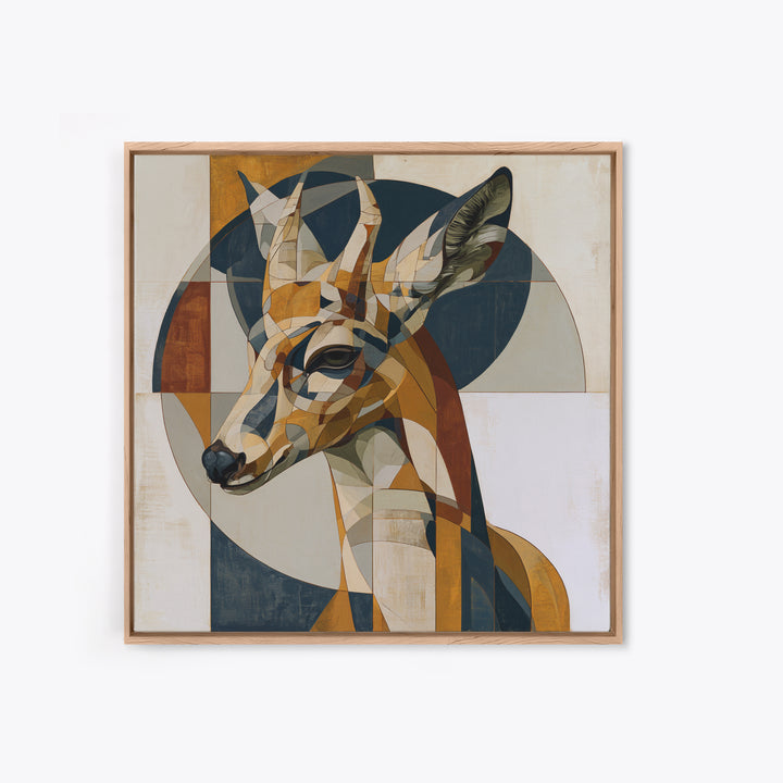 Sacred Deer Formed from Geometric Facets Framed Canvas Print, Sacred Geometry Art, Modern Decor, Living Room Decor, Geometry, SGA-1x1-79