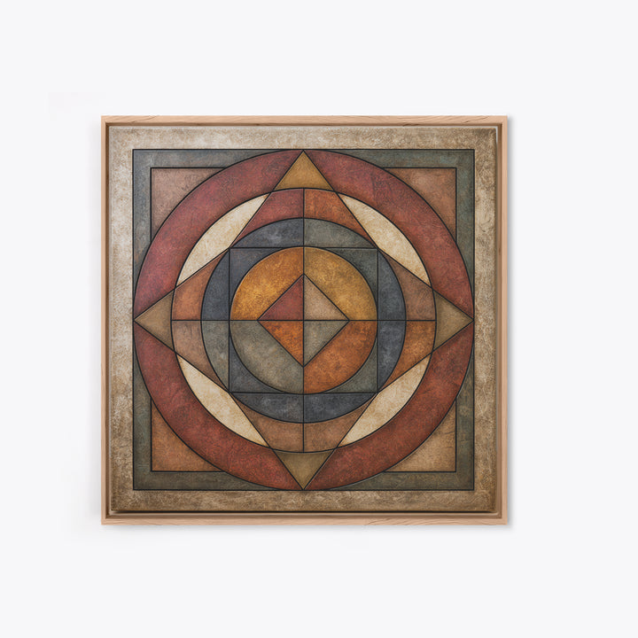 Concentric Circles and Triangles Canvas Print, Sacred Geometry Art, Textured Painting, Living Room Decor, Fine Art, Geometry, SGA-1x1-81