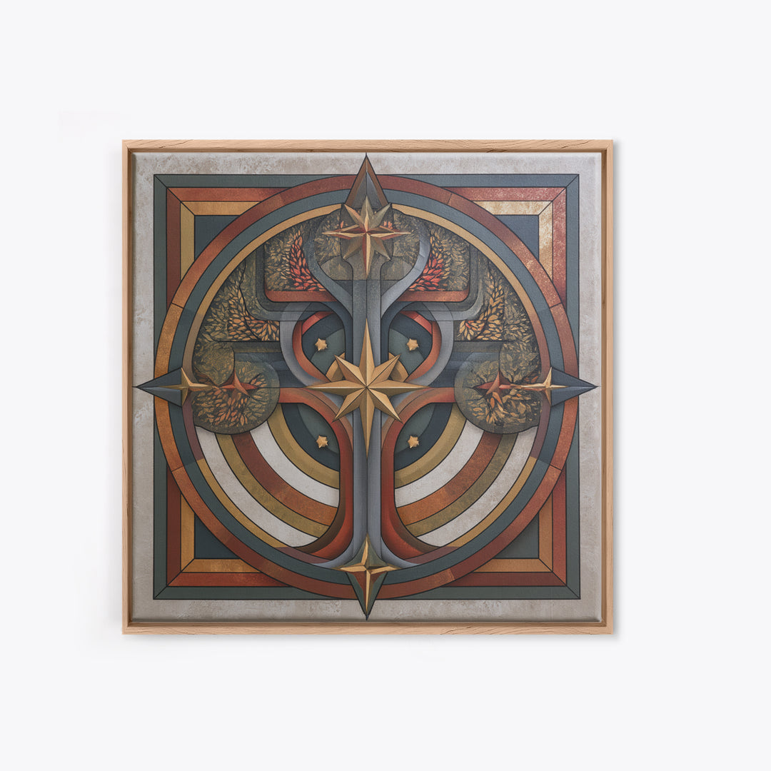Geometric Tree of Life Canvas Print, Sacred Geometry Art, Statement Artwork, Living Room Decor, Abstract Art, Geometry, SGA-1x1-87