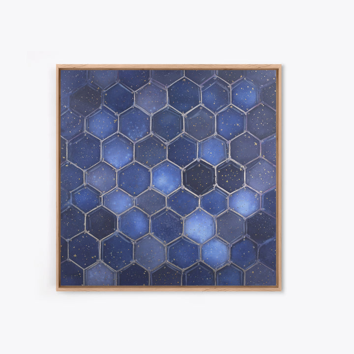 Hexagon Honeycomb Pattern Framed Canvas Print, Sacred Geometry Art, Textured Painting, Living Room Decor, Fine Art, Geometry, SGA-1x1-88
