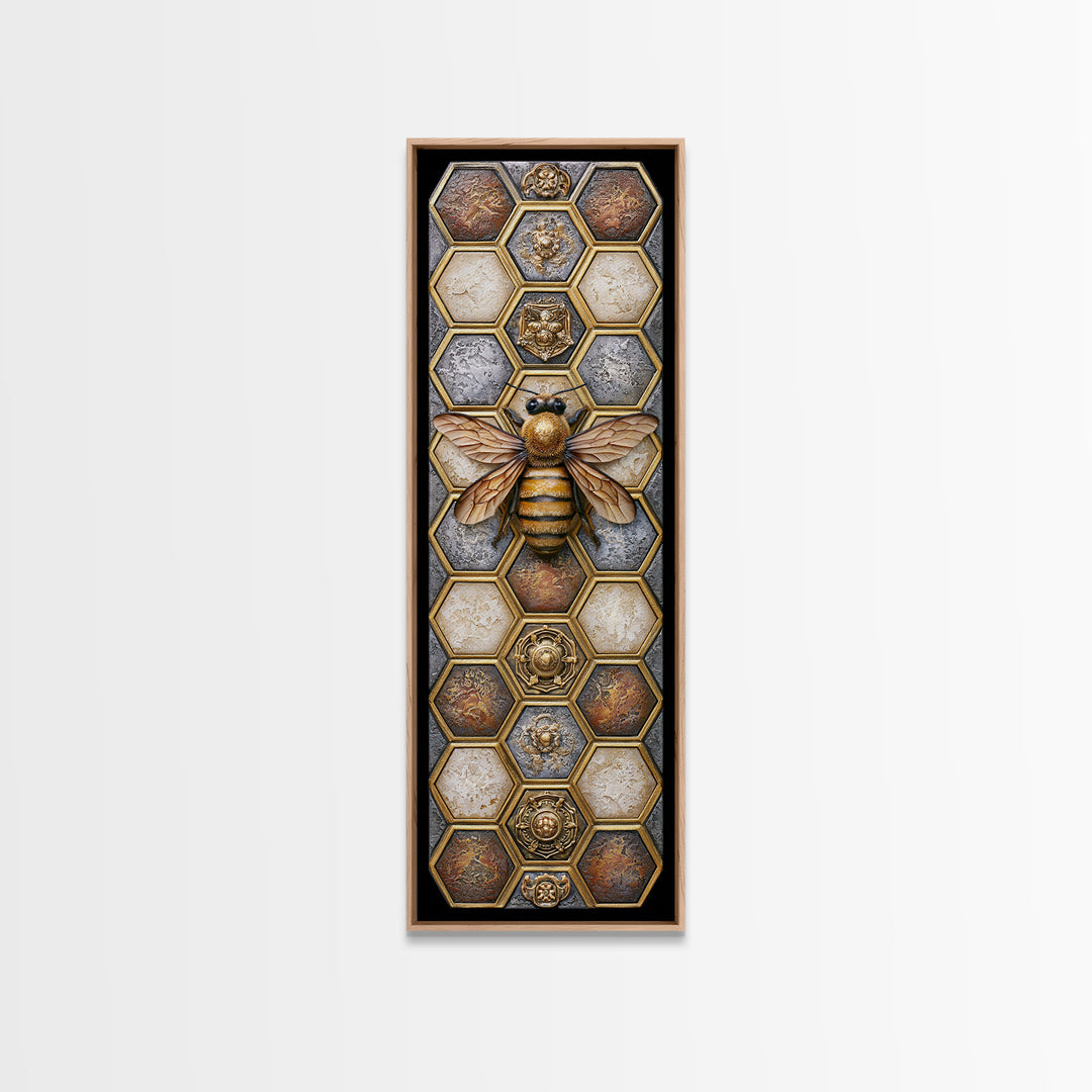 Hexagon Honeycomb Pattern Canvas Print, Sacred Geometry Art, Room Decor, Living Room Decor, Fine Art, Geometry, Large Wall Art, SGA-1x3-28