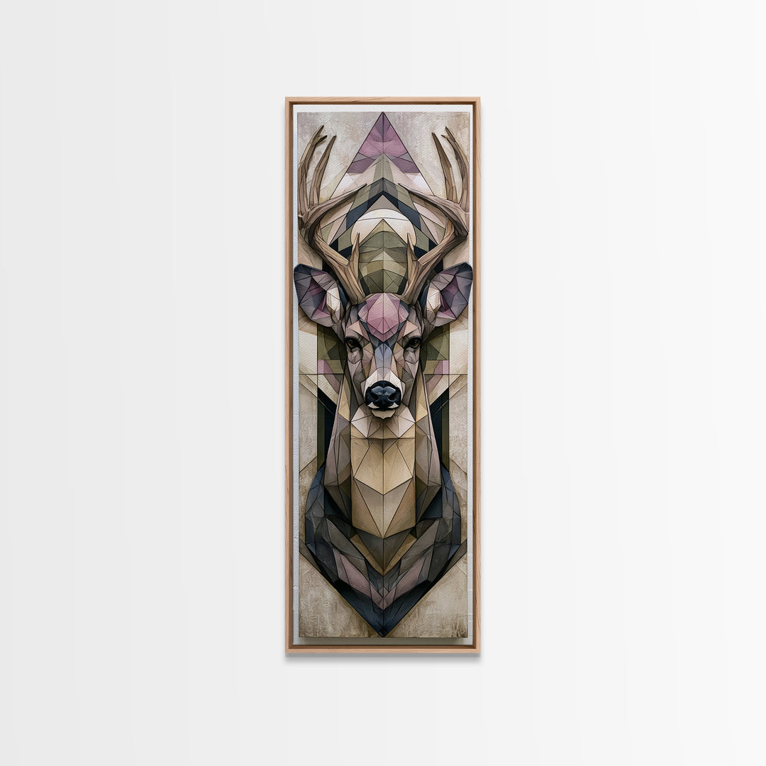 Sacred Deer Formed from Geometric Facets Canvas Print, Sacred Geometry Art, Large Wall Art, Living Room Decor, Geometry, SGA-1x3-43