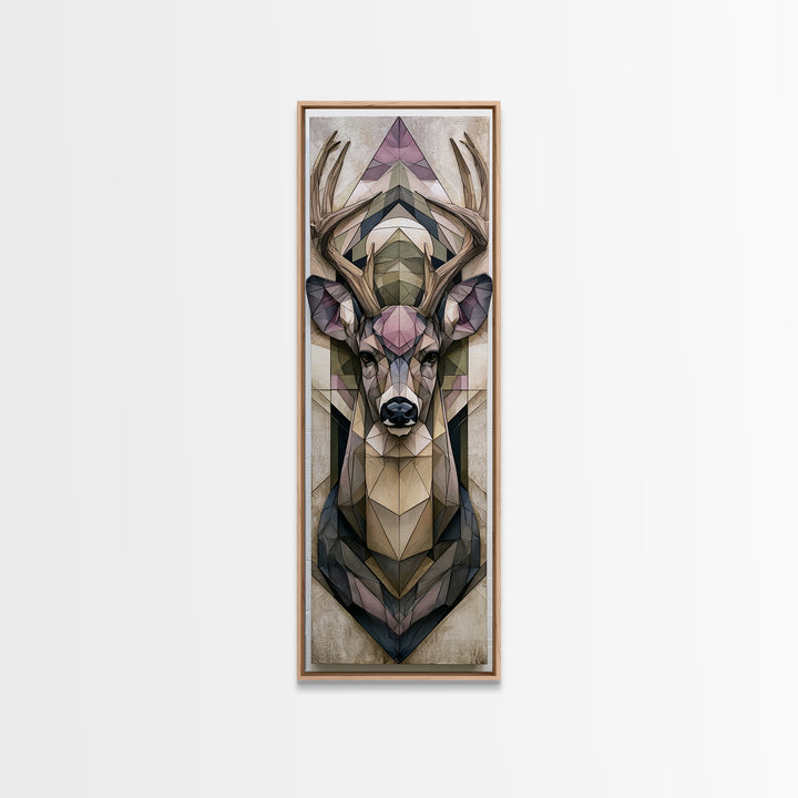 Sacred Deer Formed from Geometric Facets Canvas Print, Sacred Geometry Art, Large Wall Art, Living Room Decor, Geometry, SGA-1x3-43