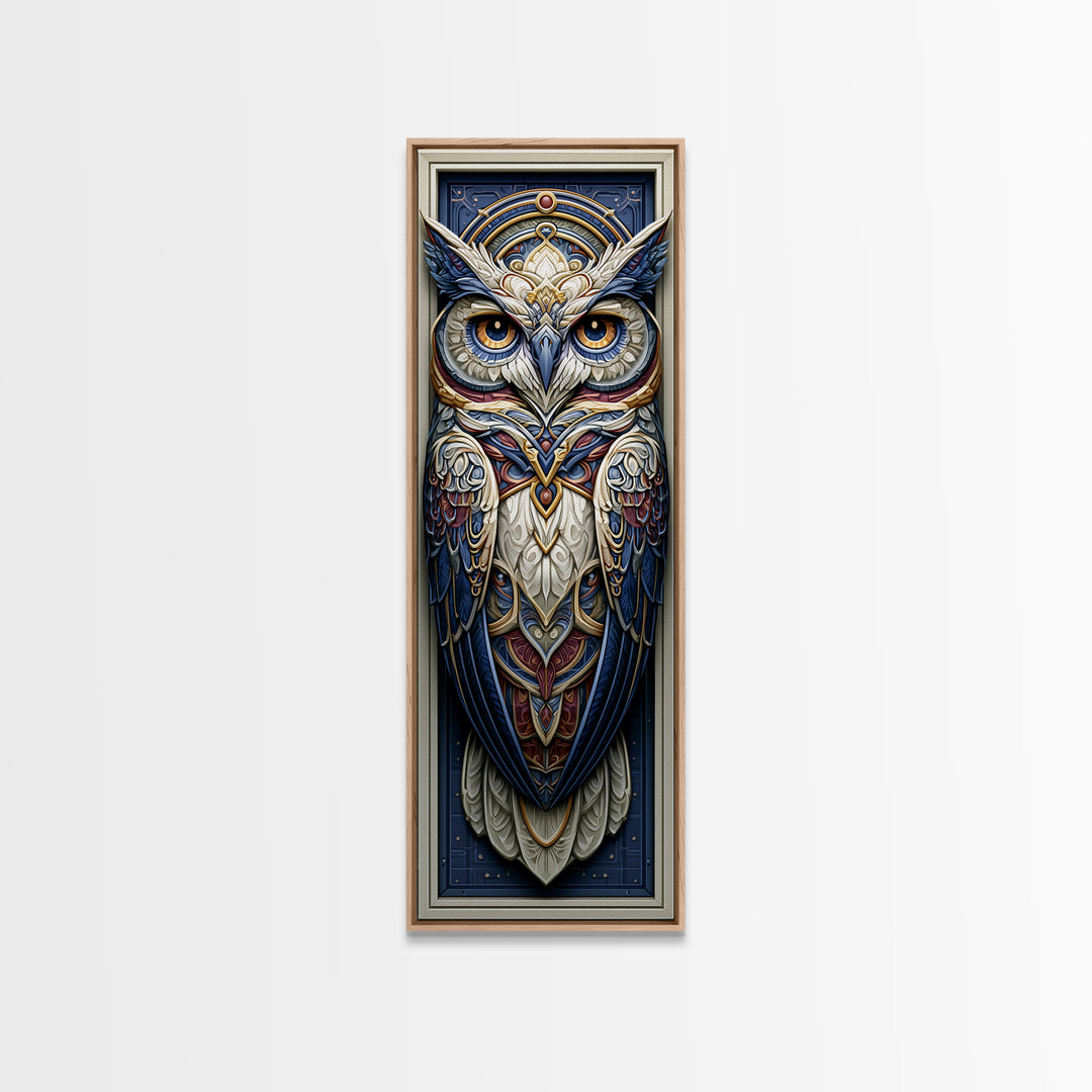 Sacred Owl Formed from Symmetrical Linework Canvas Print, Sacred Geometry Art, Sacred Geometry, Living Room Decor, Geometry, SGA-1x3-54