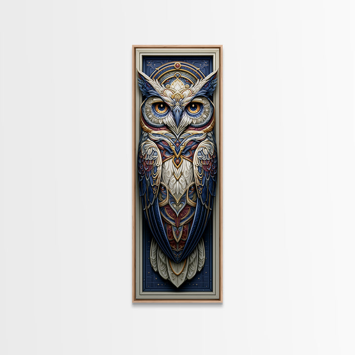 Sacred Owl Formed from Symmetrical Linework Canvas Print, Sacred Geometry Art, Sacred Geometry, Living Room Decor, Geometry, SGA-1x3-54