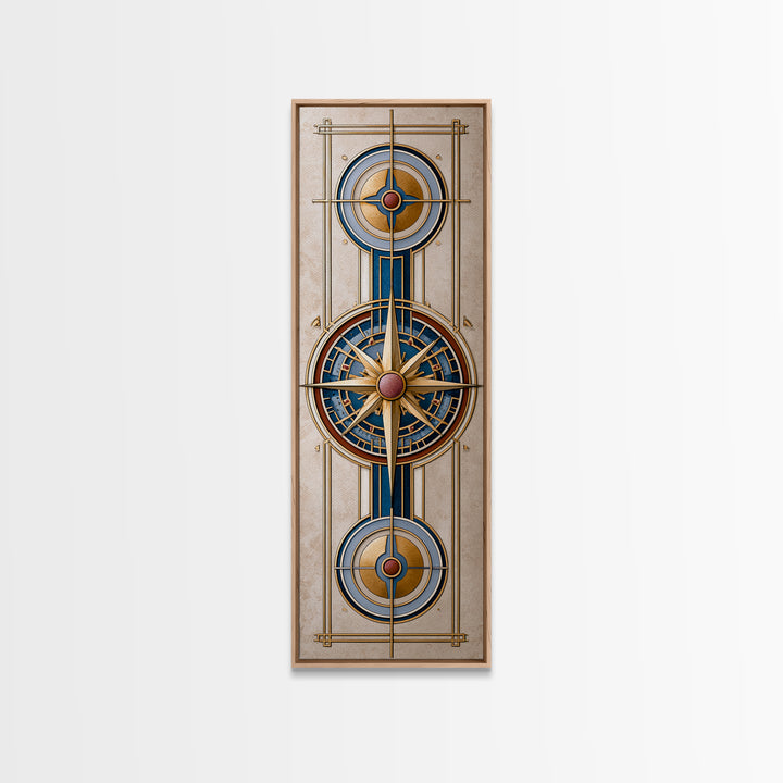 Gold Line Compass Mandala on Parchment Canvas Print, Sacred Geometry Art, Modern Decor, Living Room Decor, Fine Art, Geometry, SGA-1x3-57
