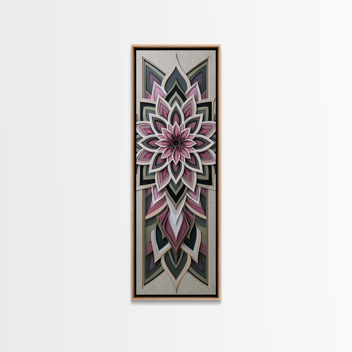 Mandala Lotus with Precise Radial Symmetry Canvas Print, Sacred Geometry Art, Gallery Decor, Living Room Decor, Geometry, SGA-1x3-62