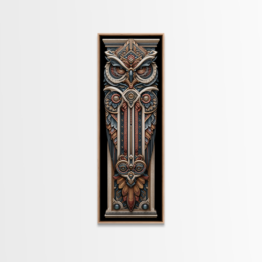 Sacred Owl Formed from Symmetrical Linework Canvas Print, Sacred Geometry Art, Decorations, Living Room Decor, Abstract Art, SGA-1x3-78
