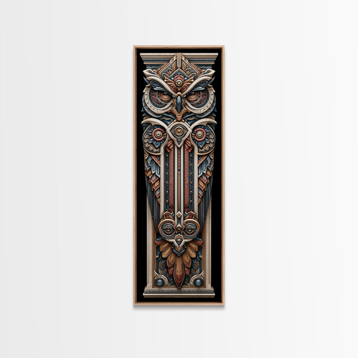 Sacred Owl Formed from Symmetrical Linework Canvas Print, Sacred Geometry Art, Decorations, Living Room Decor, Abstract Art, SGA-1x3-78
