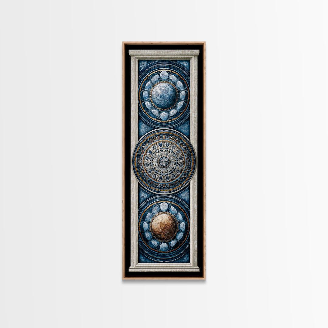 Moon Phase Mandala Canvas Print, Sacred Geometry Art, Fine Art Print, Living Room Decor, Fine Art, Geometry, Digital Art, SGA-1x3-98