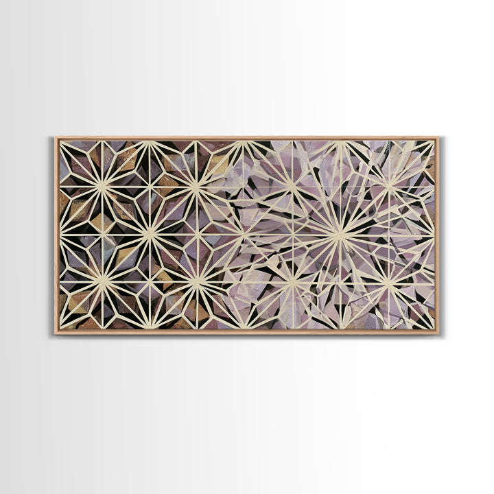 Crystal Grid Pattern Framed Canvas Print, Sacred Geometry Art, Wall Decor, Living Room Decor, Geometry, Boho Wall Decor, SGA-2x1-25