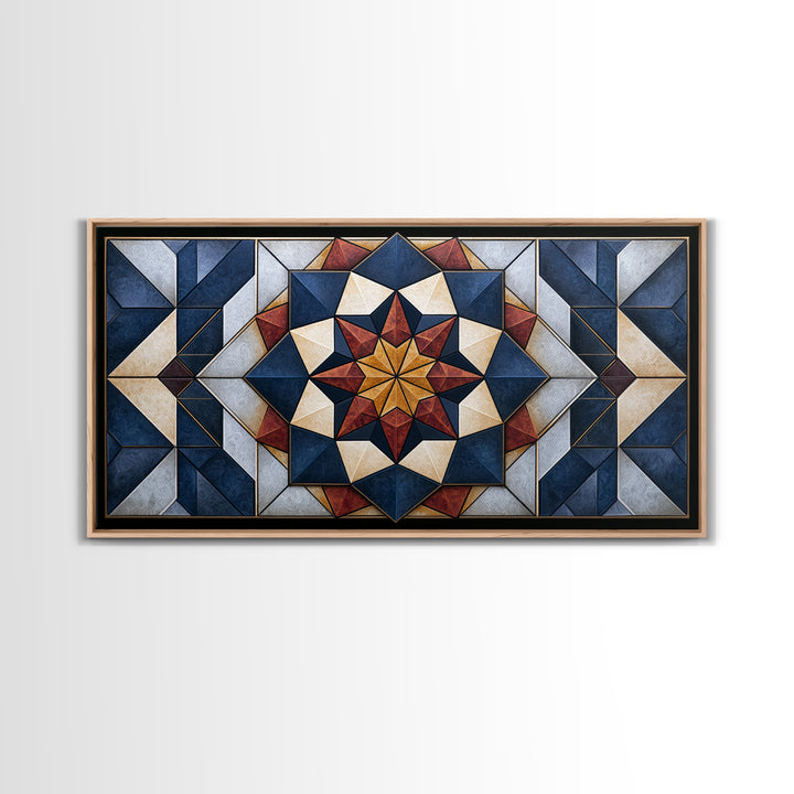 Black and Gold Geometric Rosette Canvas Print, Sacred Geometry Art, Contemporary Art, Living Room Decor, Abstract Art, Geometry, SGA-2x1-32