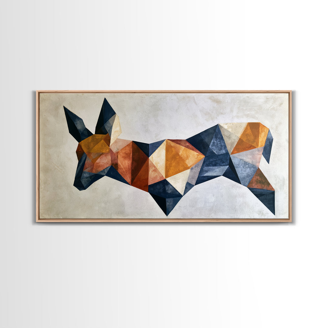 Sacred Deer Formed from Geometric Facets Framed Canvas Print, Sacred Geometry Art, Wall Art Print, Living Room Decor, Geometry, SGA-2x1-51