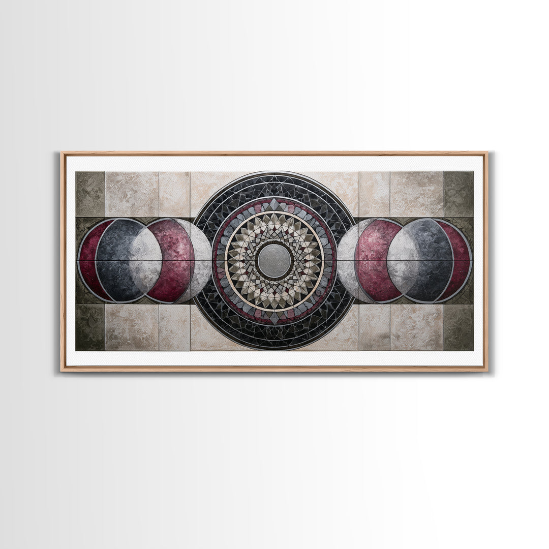 Moon Phase Mandala Canvas Print, Sacred Geometry Art, Wall Art, Living Room Decor, Fine Art, Geometry, Wall Art Print, SGA-2x1-58