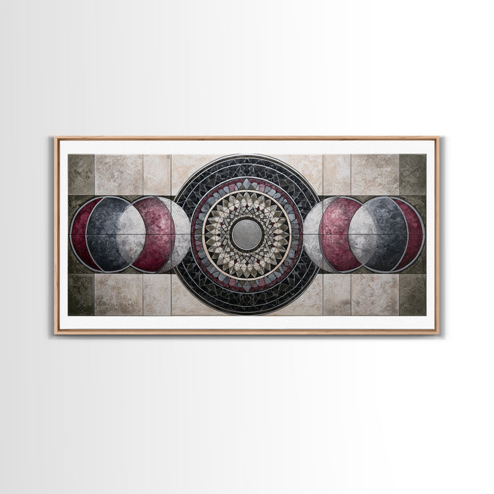 Moon Phase Mandala Canvas Print, Sacred Geometry Art, Wall Art, Living Room Decor, Fine Art, Geometry, Wall Art Print, SGA-2x1-58