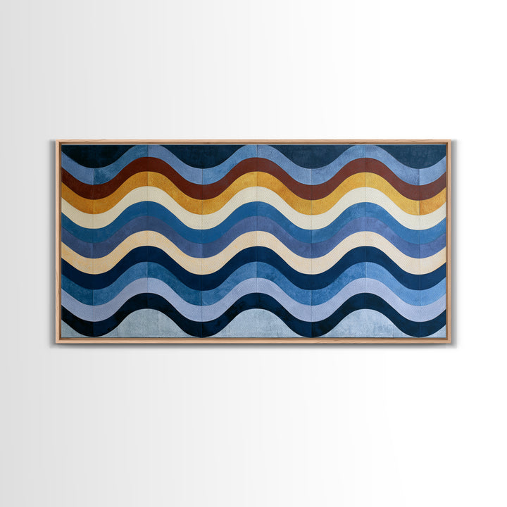 Geometric Wave Pattern Canvas Print, Sacred Geometry Art, Textured Painting, Living Room Decor, Abstract Art, Geometry, SGA-2x1-66
