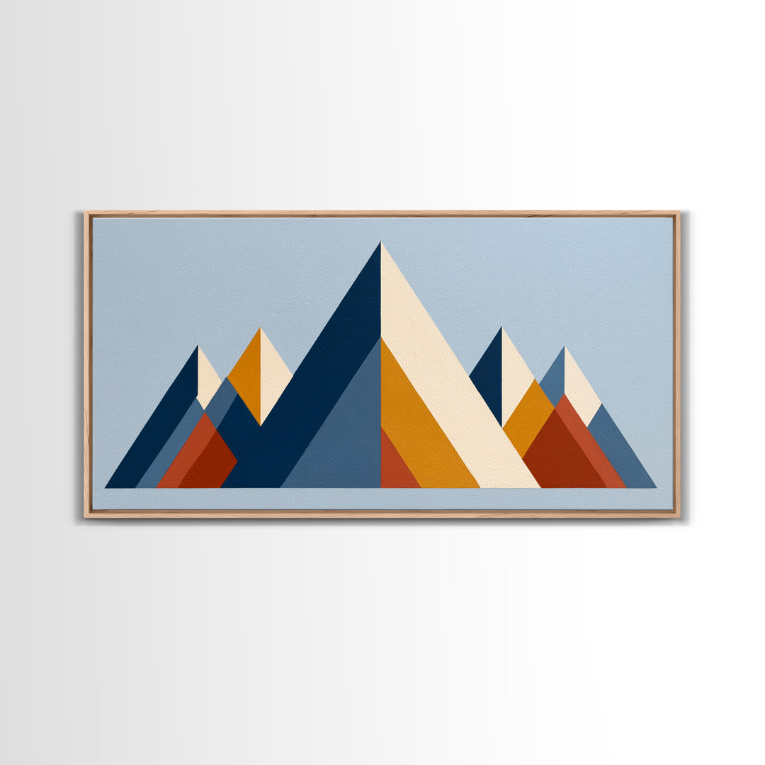 Triangle Mountain Landscape Framed Canvas Print, Sacred Geometry Art, Canvas Wall Art, Living Room Decor, Fine Art, Geometry, SGA-2x1-85