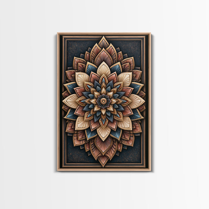 Mandala Lotus with Precise Radial Symmetry Canvas Print, Sacred Geometry Art, Luxury Decor, Living Room Decor, Geometry, SGA-2x3-10