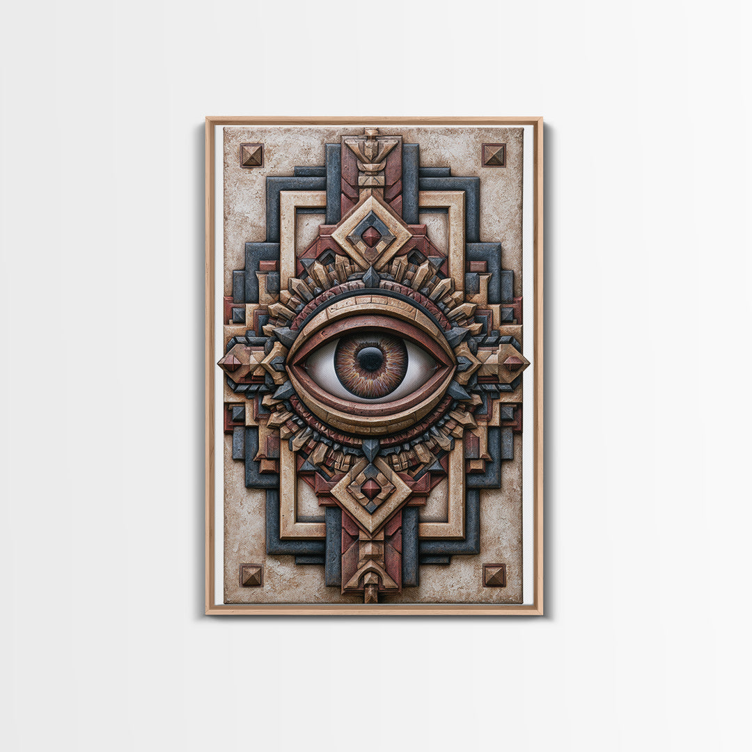 Cosmic Eye Inside Geometric Frame Framed Canvas Print, Sacred Geometry Art, Zen Home Decor, Living Room Decor, Abstract Art, SGA-2x3-3