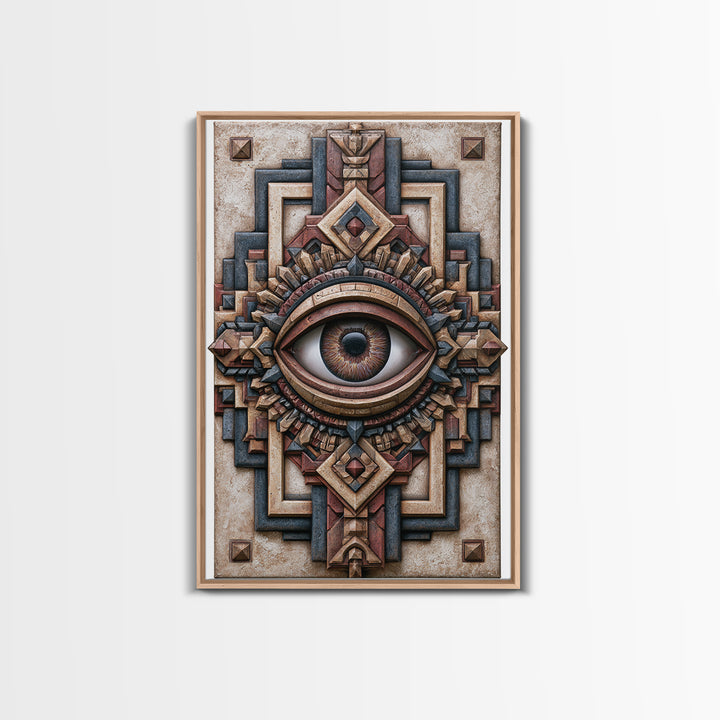 Cosmic Eye Inside Geometric Frame Framed Canvas Print, Sacred Geometry Art, Zen Home Decor, Living Room Decor, Abstract Art, SGA-2x3-3