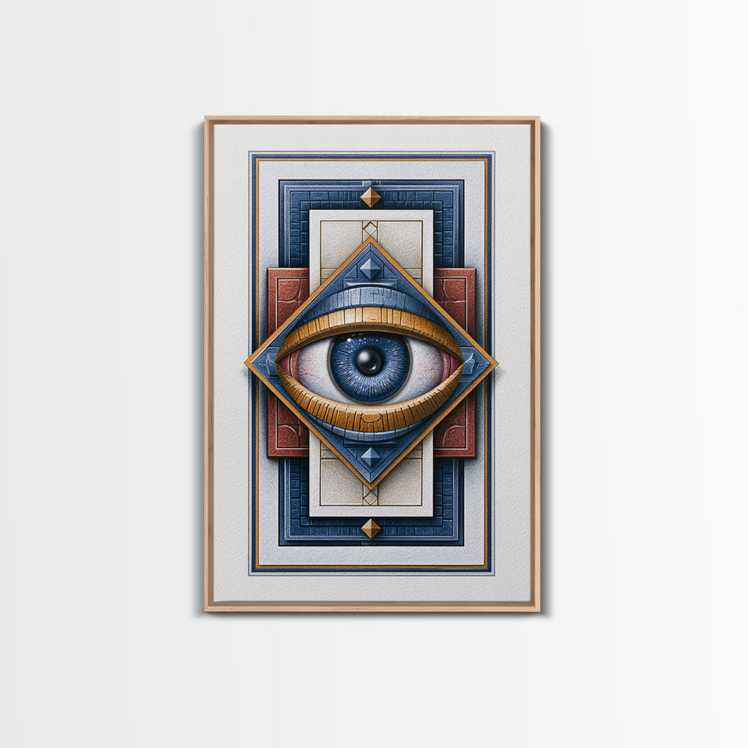 Cosmic Eye Inside Geometric Frame Framed Canvas Print, Sacred Geometry Art, Room Decor, Living Room Decor, Fine Art, Geometry, SGA-2x3-51