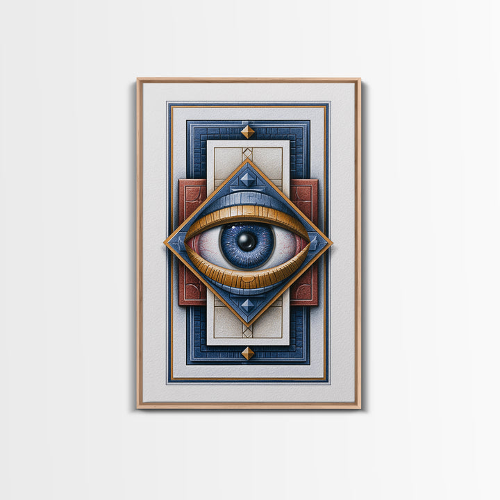 Cosmic Eye Inside Geometric Frame Framed Canvas Print, Sacred Geometry Art, Room Decor, Living Room Decor, Fine Art, Geometry, SGA-2x3-51